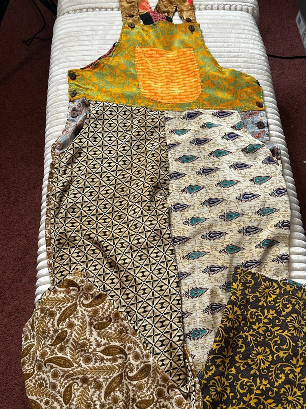 Mexicali Blues Boho Patchwork Silk Blend Overalls Hippie Whimsical One of a KInd - Picture 15 of 17